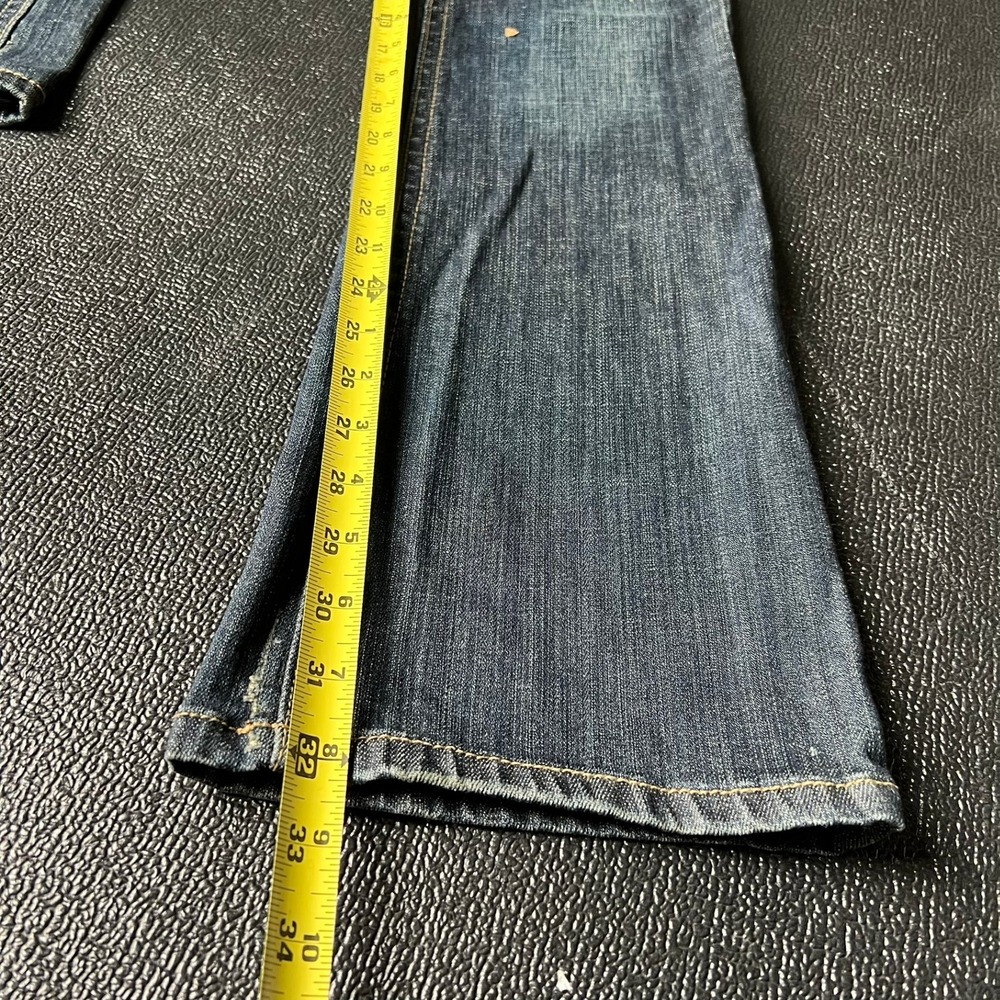 VTG Vigoss Bootcut Jeans Womens 3 Dark Wash Distressed Flap Pocket Y2k Grunge - Picture 6 of 10